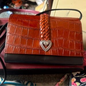 Brighton Elegant Brown Croc-Embossed Women's crossbody bag